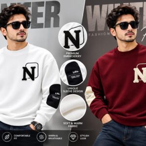 COMBO-01 SWEAT SHIRT 2PS MAROON&BLACK